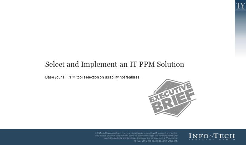 Select and Implement an IT PPM Solution