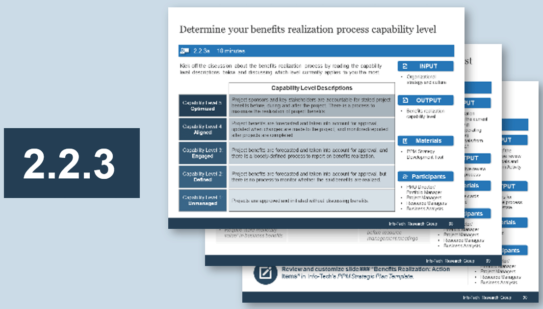 Sample of activity 2.2.3 'Align your benefits realization process to the PPM strategy'.