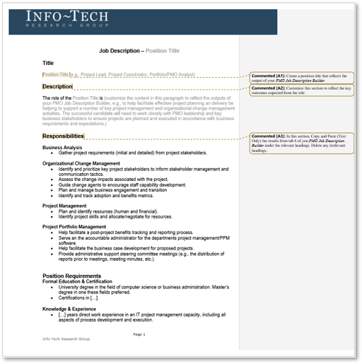 Screenshot of the Blank Job Description Template.