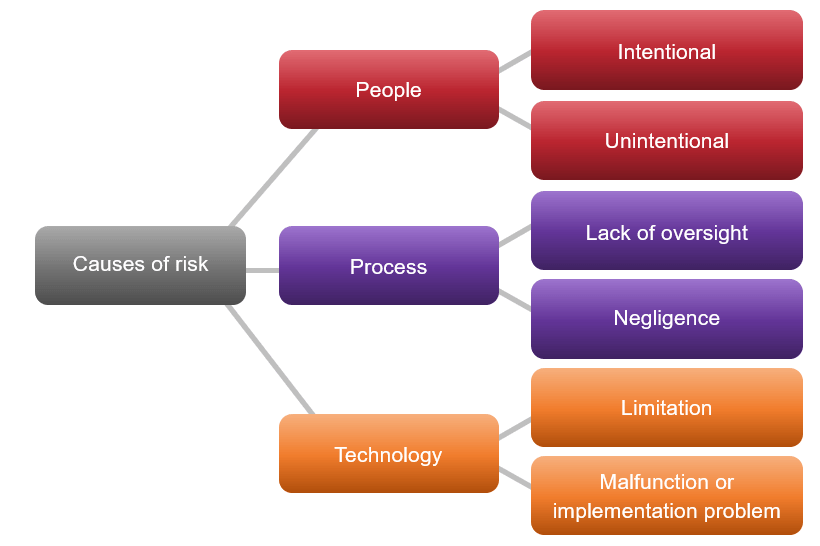 A diagram that shows the categorization of causes of risk.