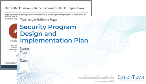 The image contains a screenshot of the Security Program Design and Implementation Plan.