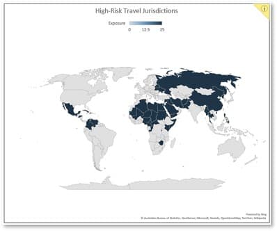 The image contains a screenshot of the High-Risk Travel Jurisdiction.