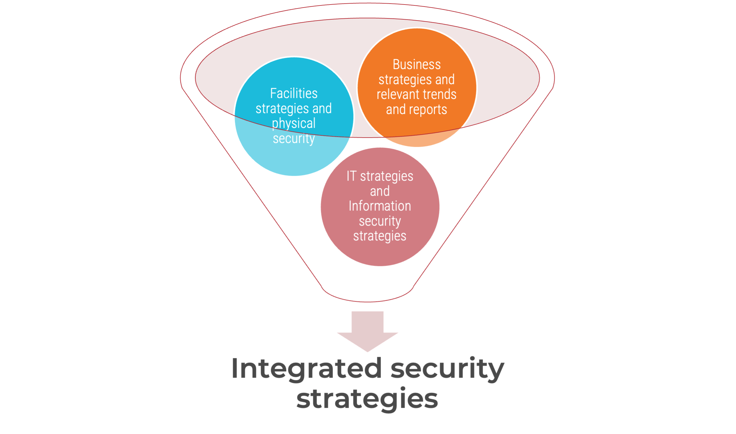 Integrated security strategies. Consists of an organization’s business strategies, IT strategies, facilities strategies, and physical and information security strategies.