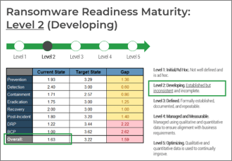 This is a screenshot of level 2 of the ransomware readiness maturity tool.