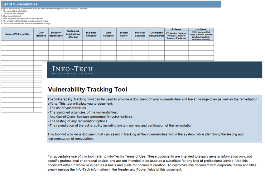 Sample of the Vulnerability Tracking Tool blueprint.