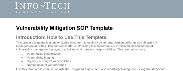 Sample of the Vulnerability Mitigation SOP template.