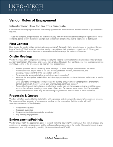 Sample of the Vendor Rules of Engagement template.
