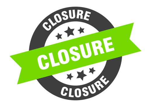 Stock image of a sign reading 'Closure'.